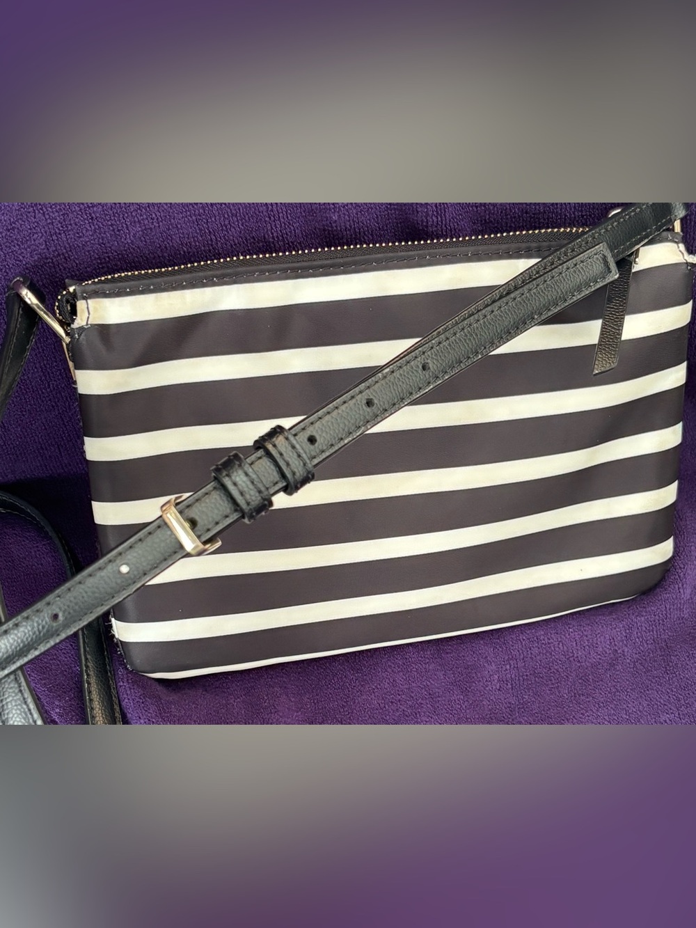 kate spade Black and White Striped Crossbody Bag - Picture 8 of 8